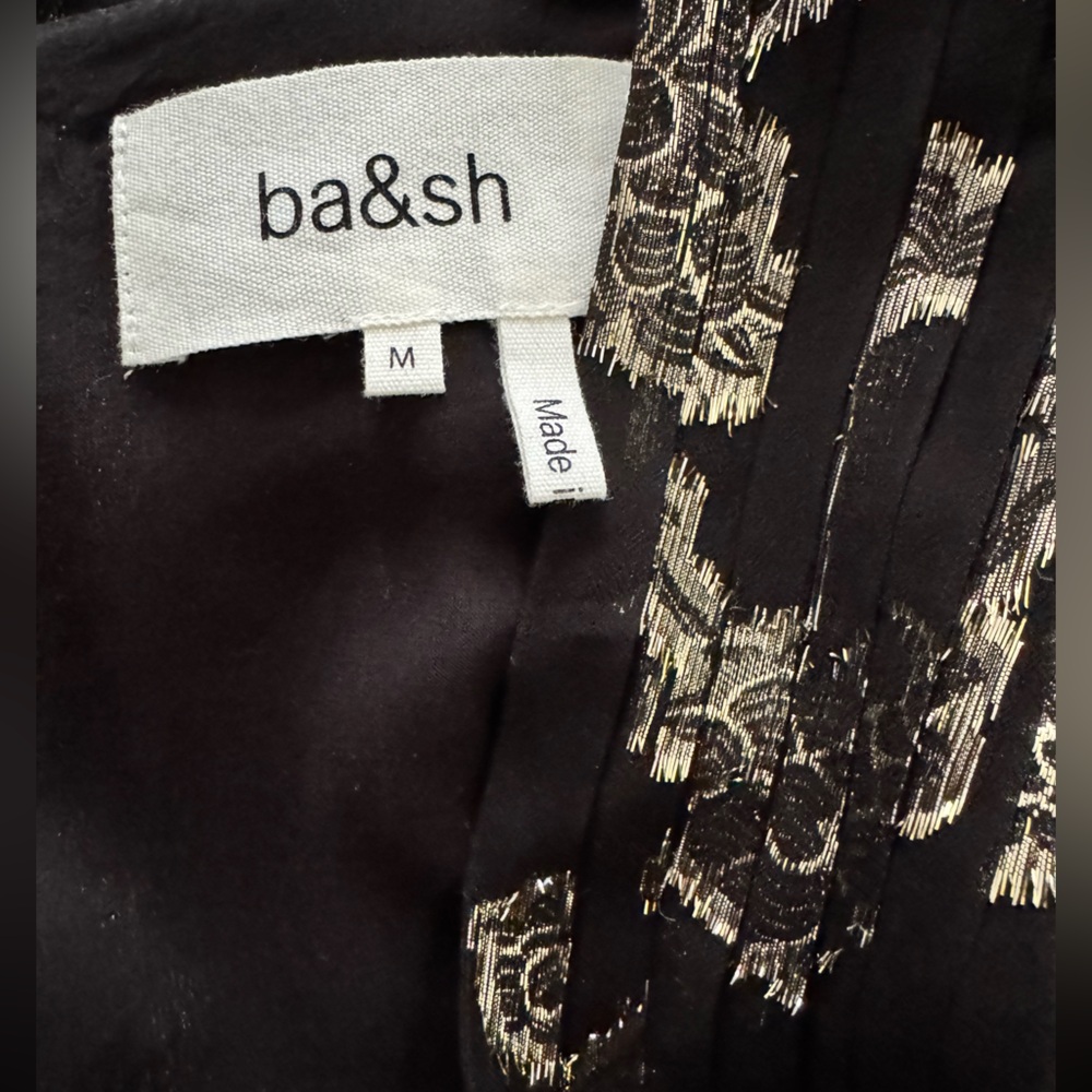 ba&sh Black Maxi Dress with Metallic Gold Pattern - Picture 4 of 4